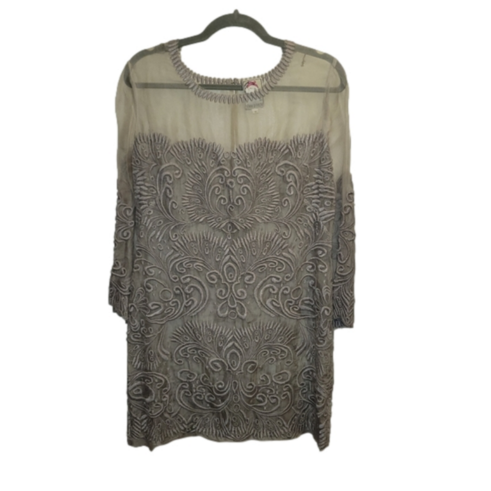 Yoana Baraschi Gray Embroidered Midi Dress